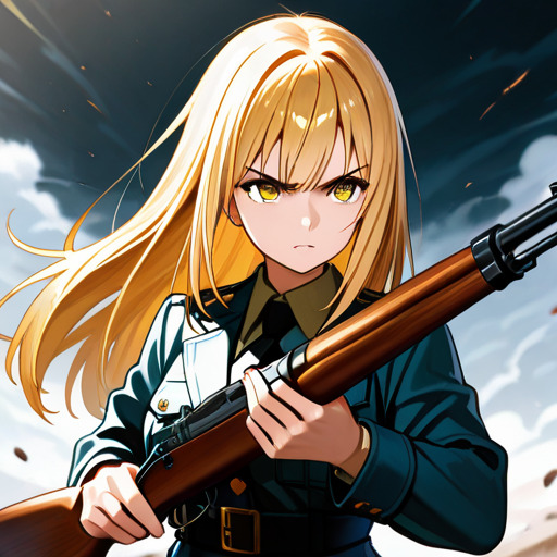 M1ガーランドを持っている女の子